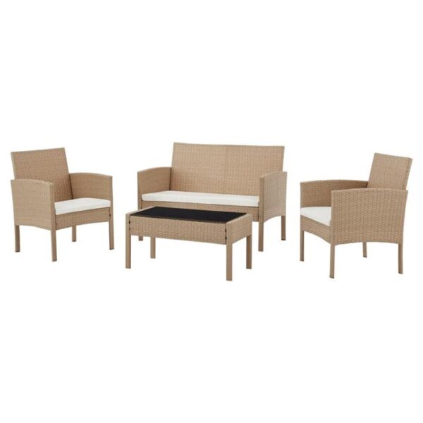 Redmond 4 Piece Outdoor Furniture Lounge Set - Natural/Beige - Natural
