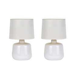 Royal Bright Ceramic Accent Table Lamp Light Retro Linen Shade - White