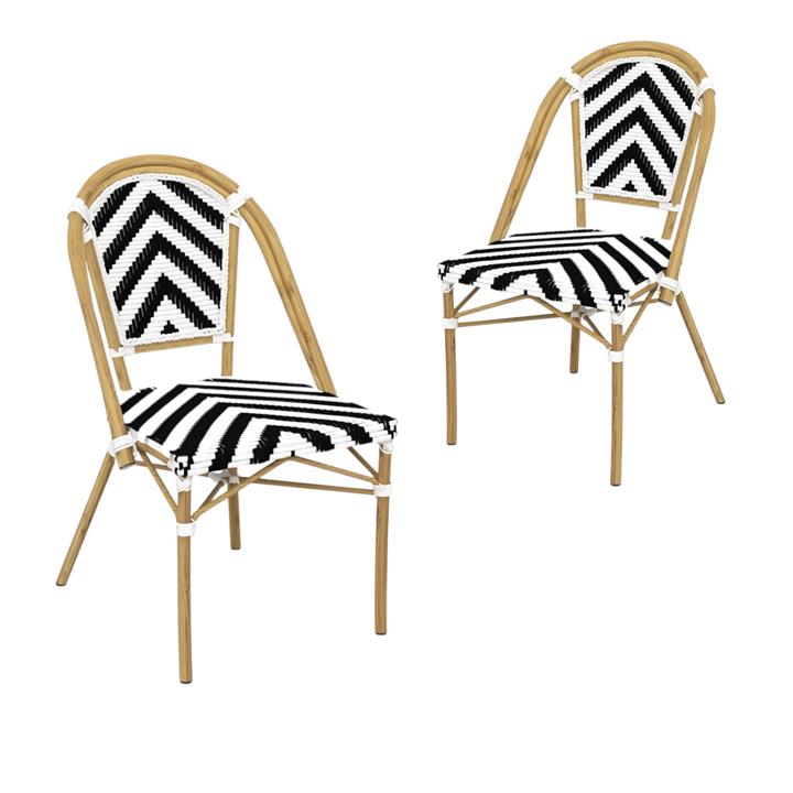 Set of 2 - Dalmatian Indoor / Outdoor Dining Chair - Black & White Chevron by Interior Secrets - AfterPay Available