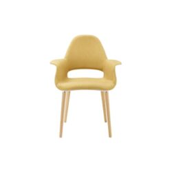 Set of 2 Eames Replica Organic Fabric Kitchen Dining Chair Armchair - Mustard - Yellow