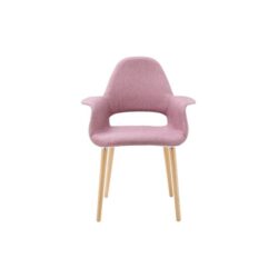 Set of 2 Eames Replica Organic Fabric Kitchen Dining Chair Armchair - Rose - Pink