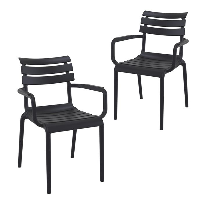 Set of 2 - Keller Indoor / Outdoor Dining Armchair - Black by Interior Secrets - AfterPay Available