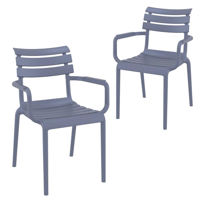 Set of 2 - Keller Indoor / Outdoor Dining Armchair - Grey by Interior Secrets - AfterPay Available
