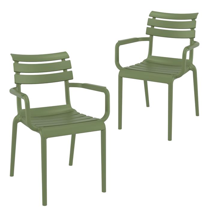 Set of 2 - Keller Indoor / Outdoor Dining Armchair - Olive Green by Interior Secrets - AfterPay Available