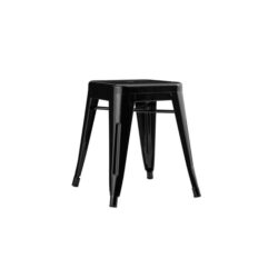 Set of 2 Xavier Pauchard Replica Tolix Low Stools Seats Chair Powder Coated Metal 45cm - Black - Black 45cm Metal