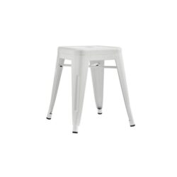 Set of 2 Xavier Pauchard Replica Tolix Low Stools Seats Chair Powder Coated Metal 45cm - White - White 45cm Metal