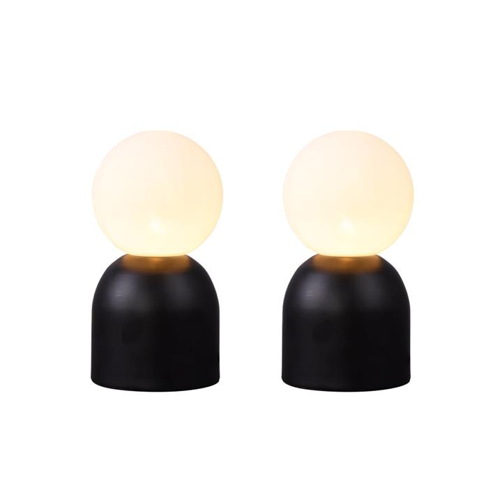 Soft Glow Set of 2 Touch Table Lamp Light Minimalist Classic Round Glass Shade - Black