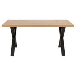 Windsor Rectangular Wooden Kitchen Dining Table 160cm W/ X-Cross Metal Legs - Natural