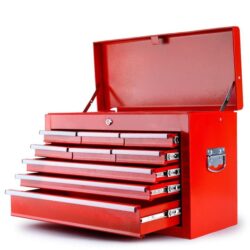 BULLET 9 Drawer Tool Box Chest Organiser Mechanic Garage Storage Toolbox Set - Red