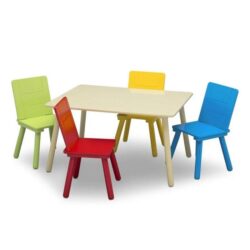 DELTA CHILDREN Kids Premium Wooden Furniture Play Table and 4 Chair Set