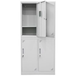 FORTIA 4 Door Metal Storage Cabinet Lockers for Gym Office - Black and Grey