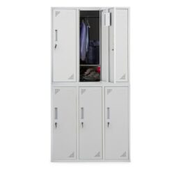 FORTIA 6 Door Metal Storage Cabinet Lockers for Gym Office - Grey