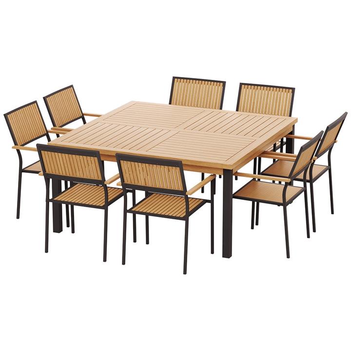 Gardeon 8-seater Outdoor Furniture Dining Chairs Table Patio 9pcs Acacia Wood