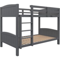 KINGSTON SLUMBER Bunk Bed Frame, Solid Pine 2-in-1 Modular Design Convert to 2 Single Beds, Grey