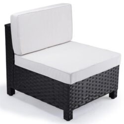 LONDON RATTAN 1pc Outdoor Modular Wicker Lounge Chair, Black