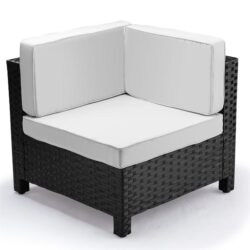 LONDON RATTAN Corner Modular Outdoor Lounge Chair 1pc Wicker Black Light Grey