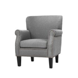 Nnedsz armchair accent chair retro armchairs lounge accent chair single sofa linen fabric seat grey
