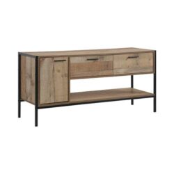Nnedsz cabinet with 2 storage drawers cabinet natural wood like particle board entertainment unit in oak colour