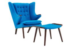 Nnekg hans wegner papa bear chair and ottoman replica (blue)
