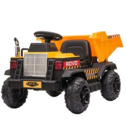 ROVO KIDS Electric Ride On Toy Dump Truck with Bluetooth Music - Yellow