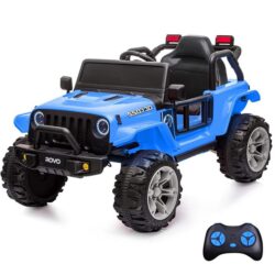 ROVO KIDS Jeep Inspired Electric Ride On Toy Car, with Parental Remote Control, Bluetooth Music, Blue
