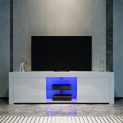 1500mm 16 Colors LED TV Entertainment Storage Unit White