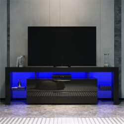 1600mm 16 Colors LED TV Entertainment Storage Unit Black