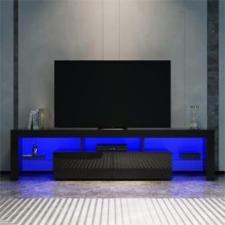 1800mm 16 Colors LED TV Entertainment Storage Unit Black