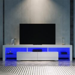 2000mm 16 Colors LED TV Entertainment Storage Unit White