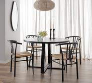 Ashton 4 Seater Dining Set With Wishbone Chairs Neutral