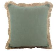Auna Linen Fringe Cushion Green