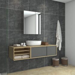 Bathroom Mirror Cabinet Wall Hung Shaving Storage Cupboard 600x130x710mm