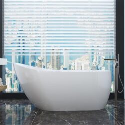 ELEGANT SHOWERS Bathroom Round Bath Tub Freestanding Acrylic-1500x700x600mm