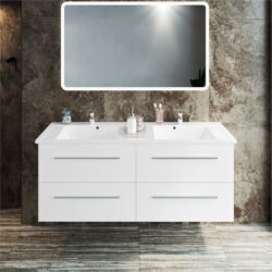 ELEGANT SHOWERS Bathroom Vanity Storage Cabinet Double Basin Sink 1205x465x498mm