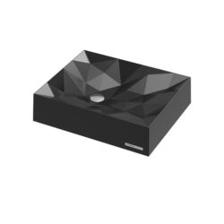 Kristall Mini Sani-Quartz Bathroom Basin - Geometric - Above Counter Top - 550 x 450mm Satin Black