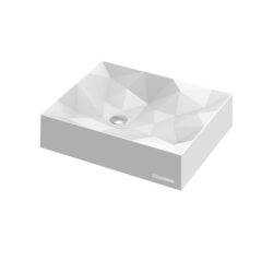 Kristall Mini Sani-Quartz Bathroom Basin - Geometric - Above Counter Top - 550 x 450mm Satin White
