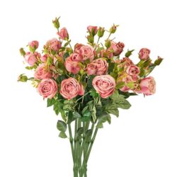 NNEAGS 10 Bunch Artificial Silk Rose 6 Heads Flower Fake Bridal Bouquet Table Decor Pink
