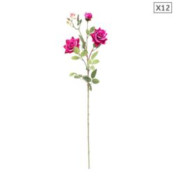 NNEAGS 12pcs Artificial Silk Flower Fake Rose Bouquet Table Decor Dark Pink