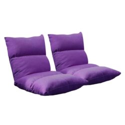 NNEAGS 2X Lounge Floor Recliner Adjustable Lazy Sofa Bed Folding Game Chair Purple