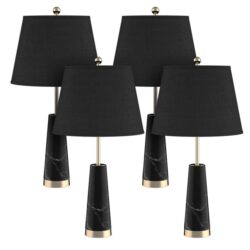 NNEAGS 4X 68cm Black Marble Bedside Desk Table Lamp Living Room Shade with Cone Shape Base