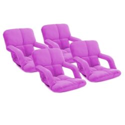 NNEAGS 4X Foldable Lounge Cushion Adjustable Floor Lazy Recliner Chair with Armrest Purple