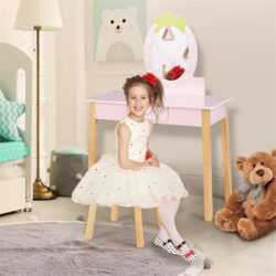 NNECW 2-in-1 Childrens Vanity Set with Stool for Kids