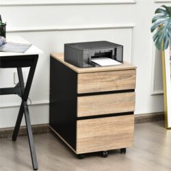 NNECW 3-Drawer Mobile File Cabinet with Anti-tilt Design for Home & Office