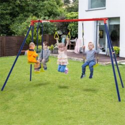NNECW 3-in-1 Outdoor Swing Set with Ground Stakes for Garden/Backyard/Park
