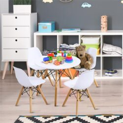 NNECW 5-Piece Kids Table and 4 Chairs Set for Learning & Activity & Play-White