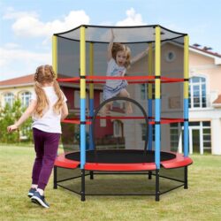 NNECW 55 Inches Kids Trampoline with Safety Enclosure Net