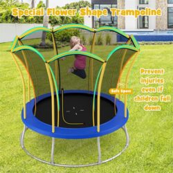 NNECW 8FT/10 FT Outdoor Trampoline with Unique Flower Shape & Enclosure Net-10FT