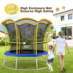NNECW 8FT/10 FT Outdoor Trampoline with Unique Flower Shape & Enclosure Net-8FT