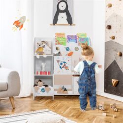 NNECW Bookshelf Toy Storage Display Shelf with Storage Rack for Kids