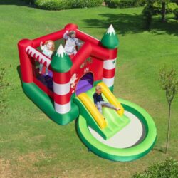 NNECW Christmas Themed Inflatable Bounce House with Slide & Trampoline with Blower